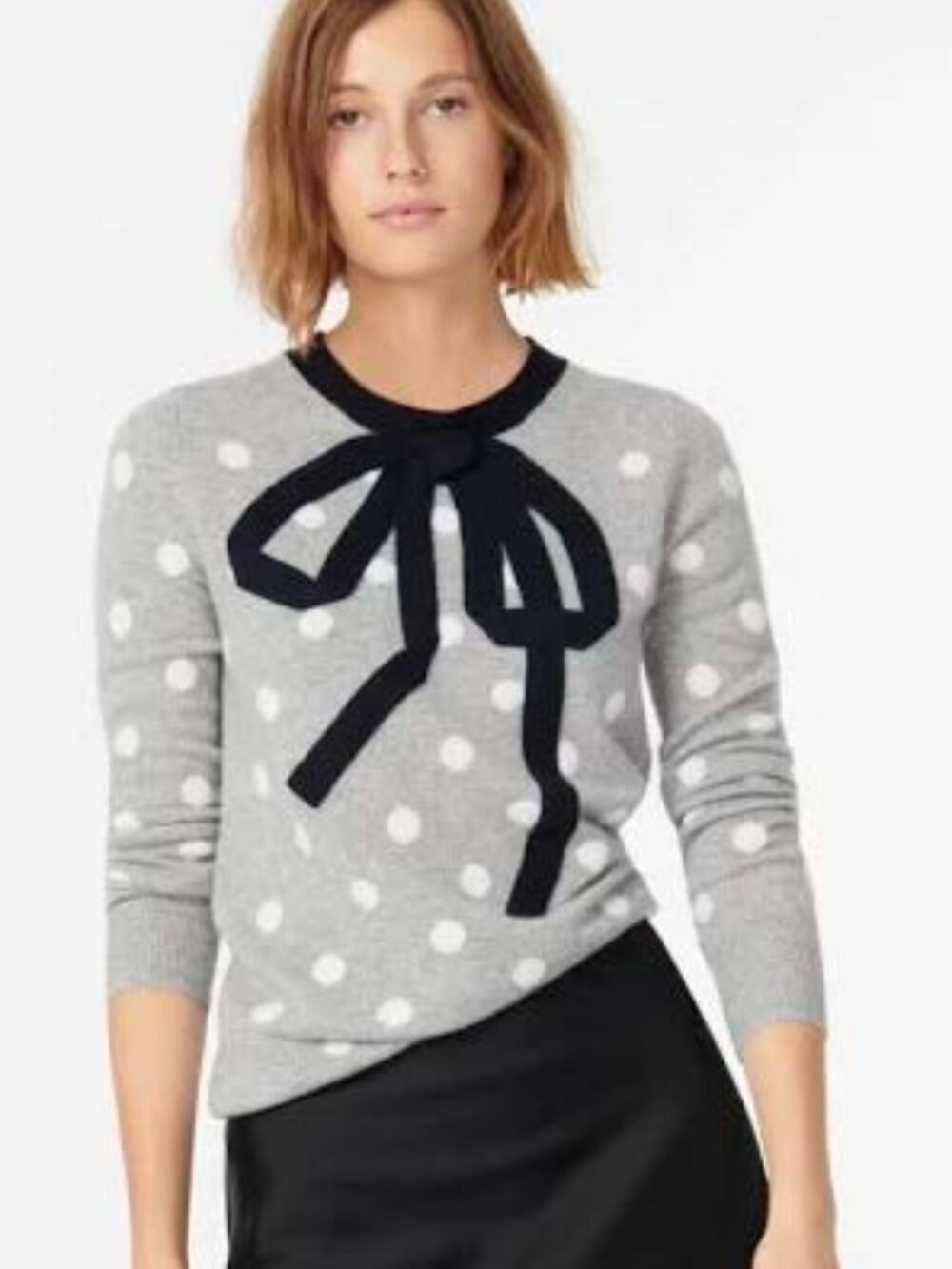 J. Crew cashmere polka dot cashmere sweater with bow